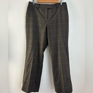 Brooks Brothers brown plaid 100% wool fully lined trousers petite size 10P
